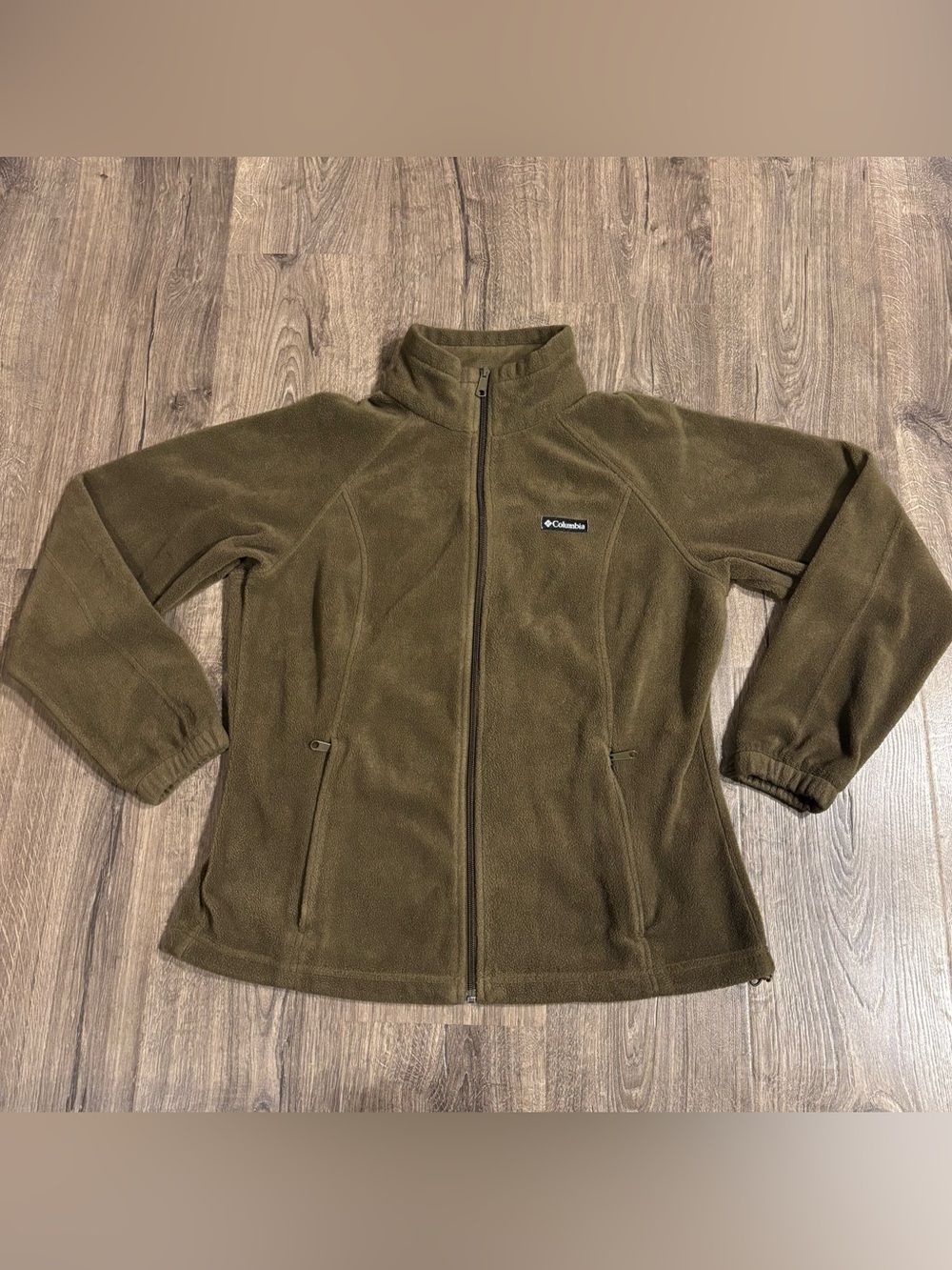 Columbia Benton Springs Zip-Front Fleece Jacket Womens size Large Khaki Green